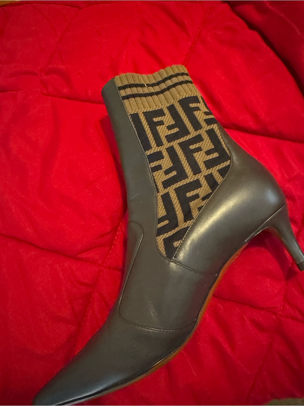 Fendi Rockoko FF logo, Signature monogram zucca boot